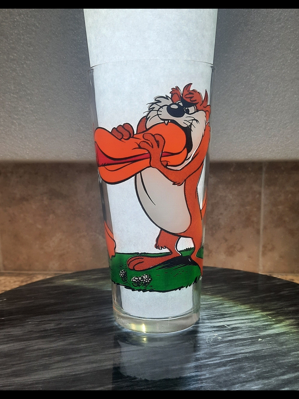 Taz Tasmanian Devil Cartoon Glass - Orange Character Print